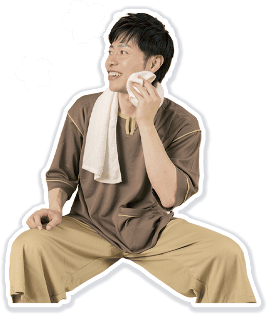 サウナ着を着た男性